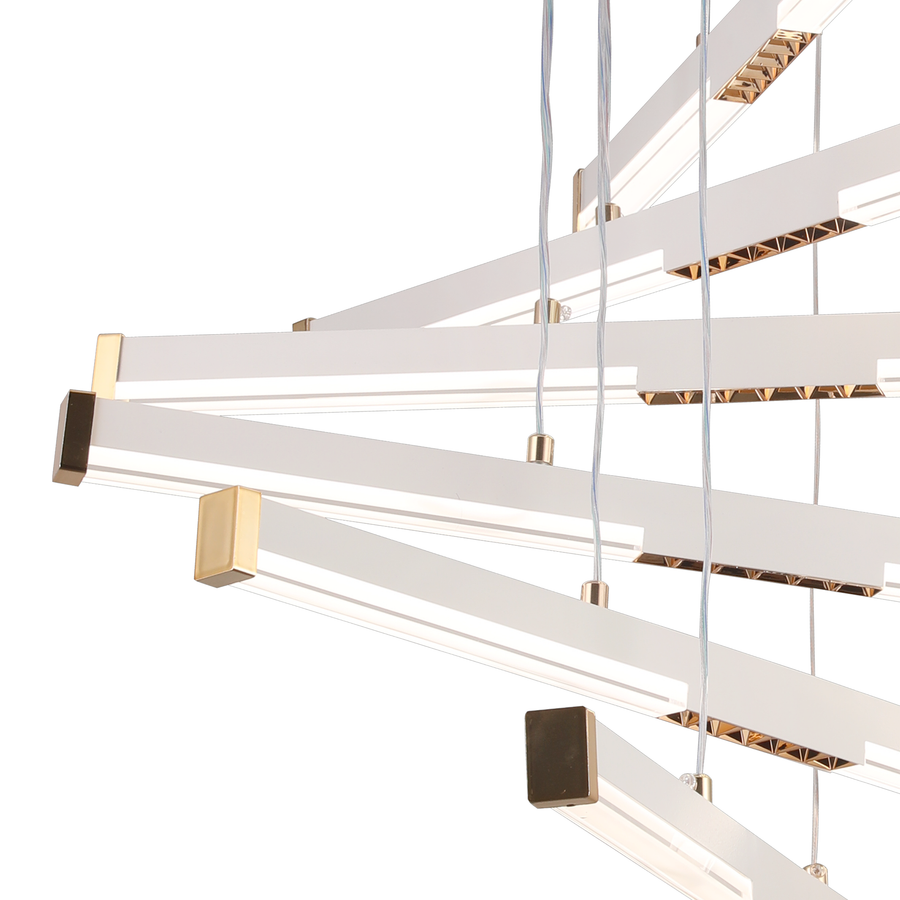 Závesný akrylový LED luster LT183/5WH, 69W, svetlo 3000/4000/6000K, biely, nastaviteľná výška