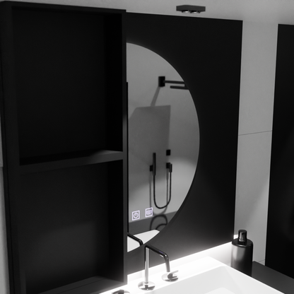 LED zrkadlo LED semiluna 50x100cm - klenutý dotykový systém neznámy deaktivujúci