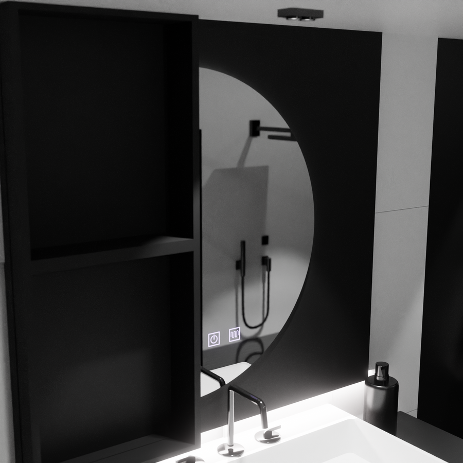 LED zrkadlo LED semiluna 50x100cm - klenutý dotykový systém neznámy deaktivujúci