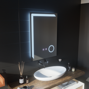 Zrkadlo LED Touch Manfred Defrition System, Clock and TEPELE 60x80 cm Kozmetické zväčšovanie