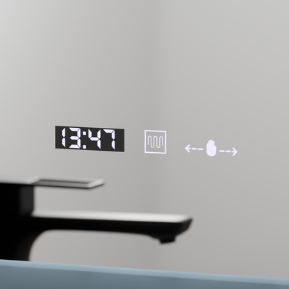 Obdĺžnikové LED zrkadlo 50x70cm Zampa Sensor Motionglow Marcello Clock Defrition System a Smoteble Therometer