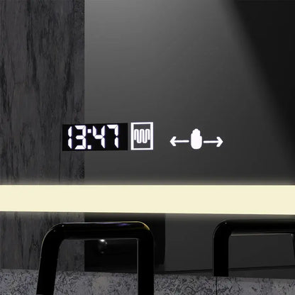 Zrkadlo LED obdĺžnikový 80x60cm Definícia Motionglow Marcello Demontačné hodinové odmrazovanie systému