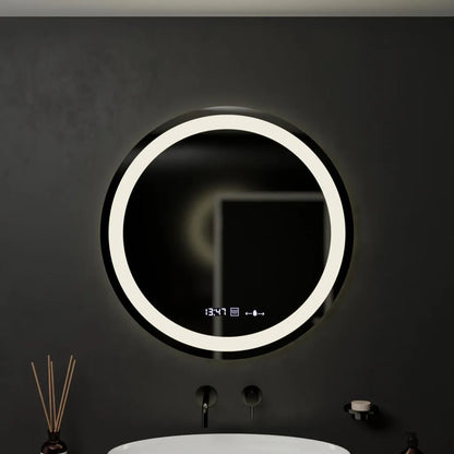 60 cm okrúhle LED zrkadlo Celeste Motionglow Marcello Smoteble Clock Defrition System