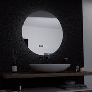 60 cm okrúhle LED zrkadlo serenit Motionglow MARCLELL SMEABLE CLOCKOVÝ SYSTÉM