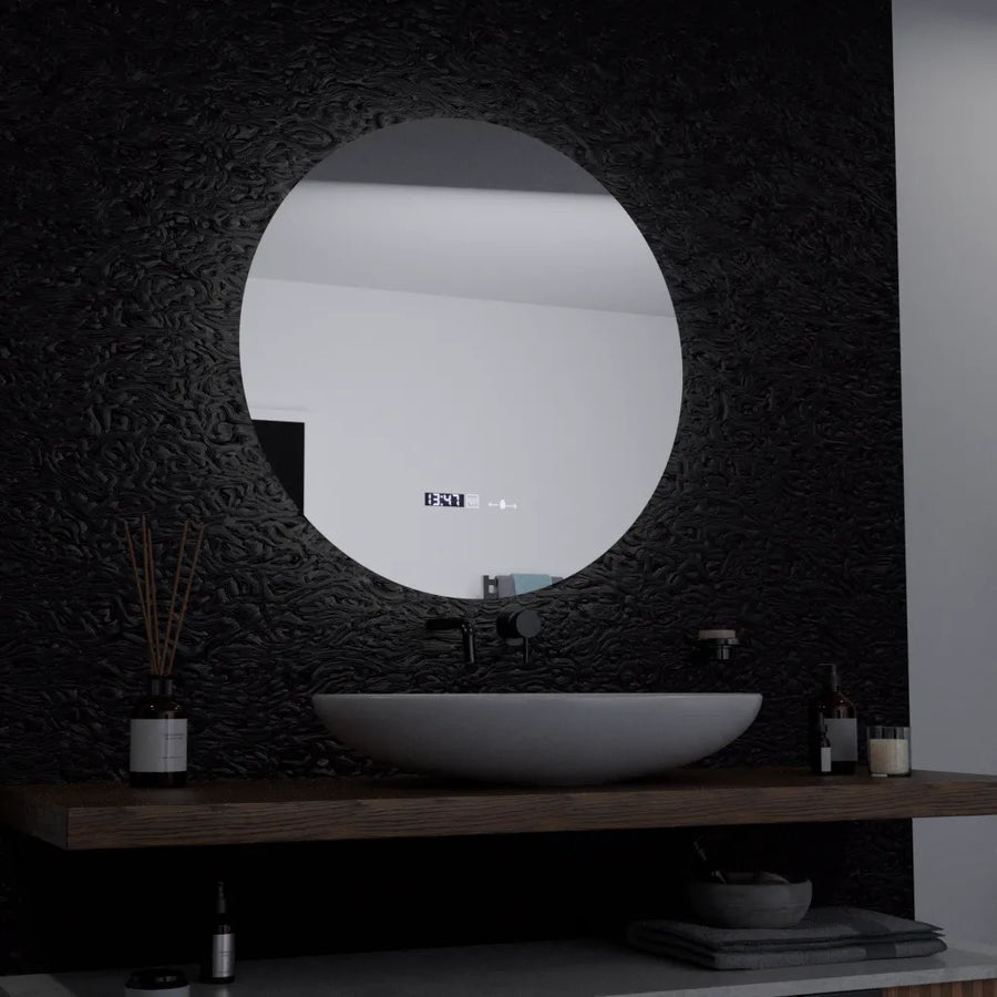 60 cm okrúhle LED zrkadlo serenit Motionglow MARCLELL SMEABLE CLOCKOVÝ SYSTÉM