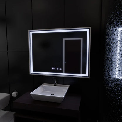 Zrkadlo LED obdĺžnikový 80x60cm Verite Imperial Silver Motion Glow Marcello Clock Defrition System a Smierble Therometer