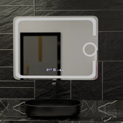 Zrkadlové obdĺžnikové obdĺžnikové 80x60cm Eclat Motionglow Marcello Clock Defrition System & Wolf Termometer Smoteble Cosmetic