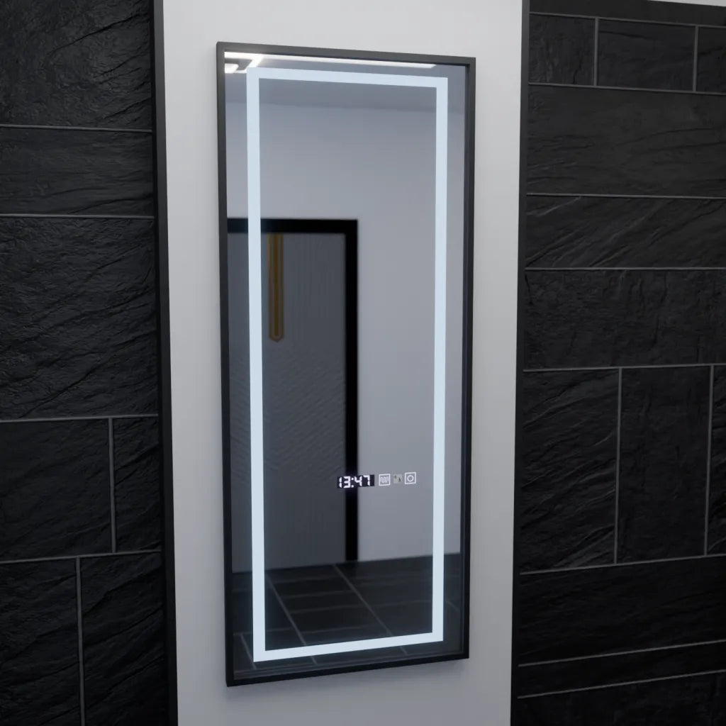 Zrkadlové LED RECTANGULA 60x150 cm Bianca Radar Radar Marcello Clock DeFROST & Smutable Therometer