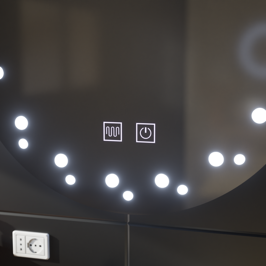 LED dotykové slonovinové zrkadlo odmrazuje systém 70x70cm