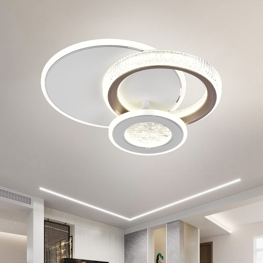 LED LED fraktalum rondo, 36W, 3 kruhy, studené/horúce/neutrálne svetlo, čierna