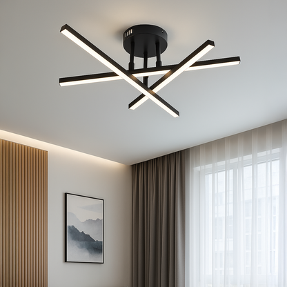 LED luster s diaľkovým ovládaním 40W, 3 prvky, lineárny, studené/teplé/neutrálne svetlo, stmievateľné, čierny