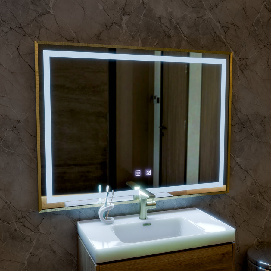 LED Touch Kariri Mirror, 80x60 cm, funkcia odmrazovania, rám s brúsenými ružami