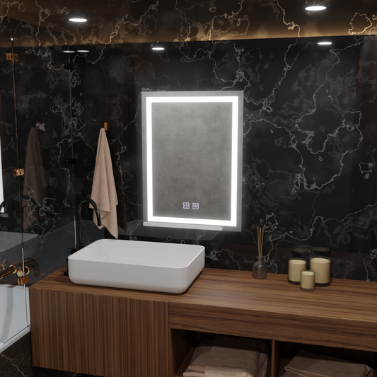 Obdĺžnikové LED zrkadlo, 60x80cm, Edge LUMINOUS Touch, Demister System, Stmievateľné