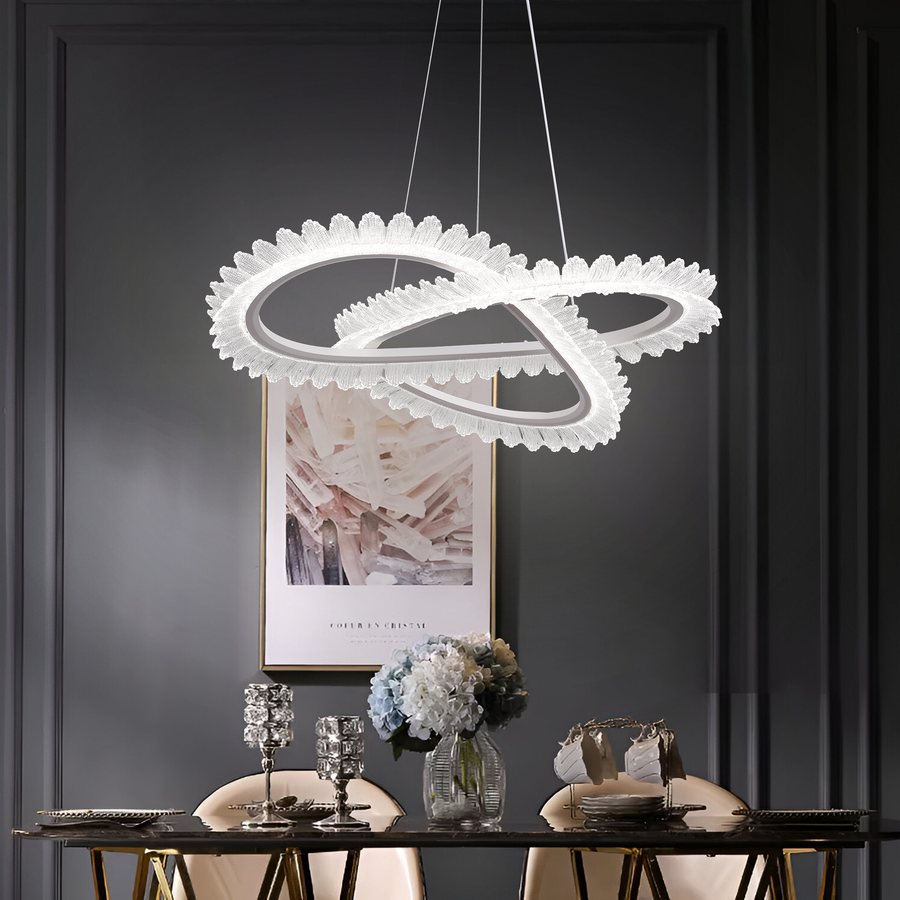 Lulus Led Prism Luminis, Crystal and Metal, 4 kruhy, smoiera, nastaviteľná výška, studené/teplé/neutrálne svetlo, luxusné osvetlenie