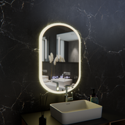 Oválne LED zrkadlo, 50x80cm, Lucia Sensor Marcello, Demister System, Hodiny & Teplomer, Stmievateľné