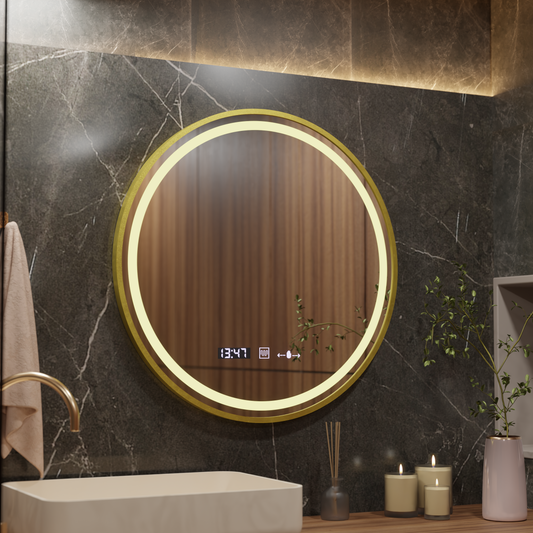 Zrkadlo LED Round 70 cm Celesti Royale Gold Motionglow MARCLELLL SMEABLE HODOVANIE SYSTÉM