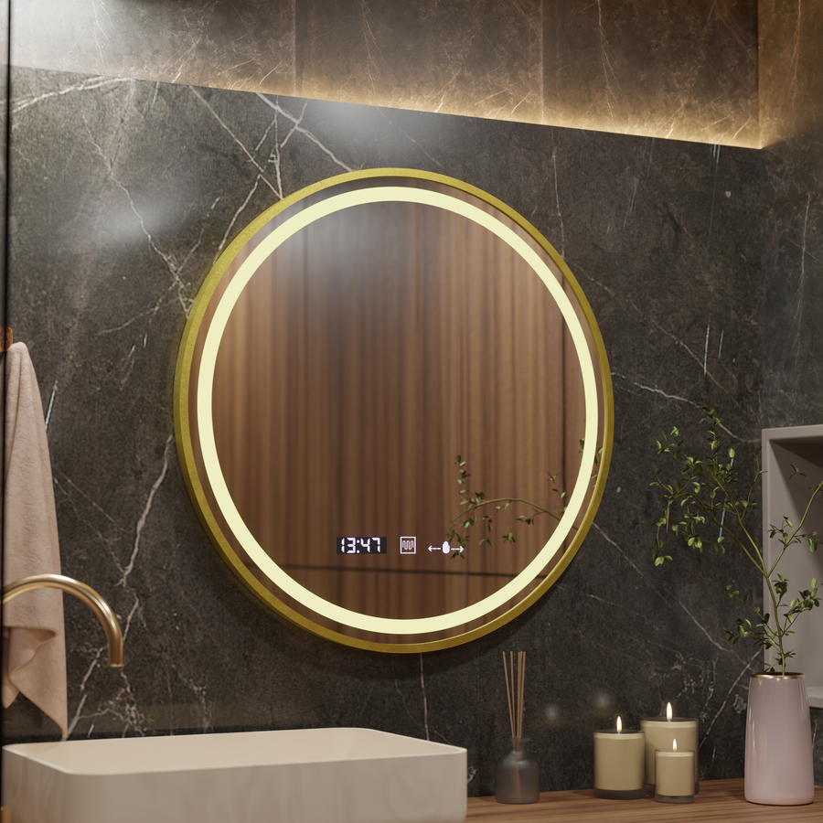 Zrkadlo LED Round 70 cm Celesti Royale Gold Motionglow MARCLELLL SMEABLE HODOVANIE SYSTÉM