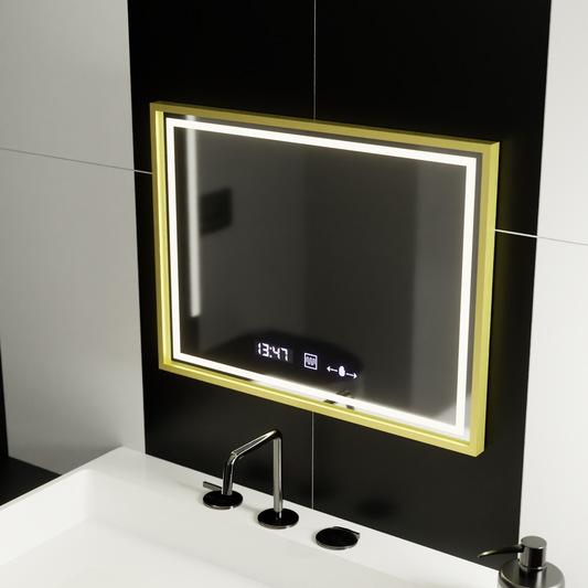 LED obdĺžnikové LED zrkadlo 80x60cm Crystallo Motionglow Marcello Smoteble Clock Defosting System