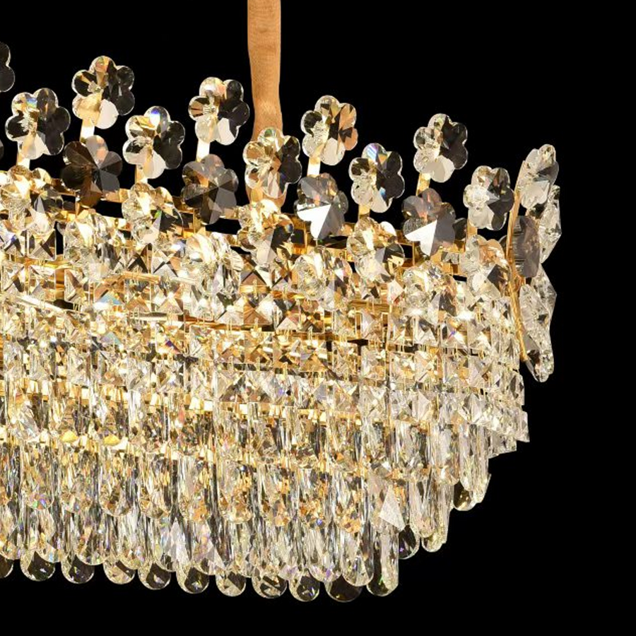 Lustrový krištáľový Windsor elegancia 6x E14, priemer 49 cm, lesklé zlato, nastaviteľná výška
