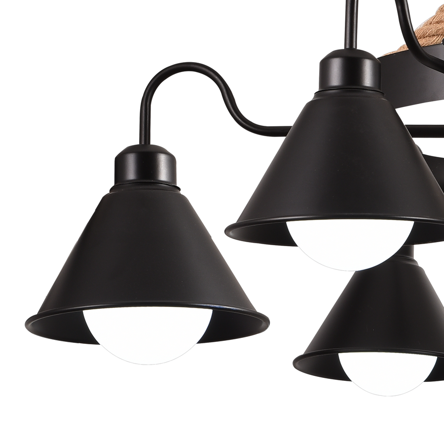 Vintage luster s pedro lanom, 4 x E27 zatvorené drevo