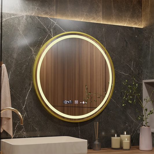 LED zrkadlové snímač Motionglow Faratya Systém rozmrazujúceho teplomer a kefovanie s okrúhlym priemerom 100 cm studeného/horúceho/neutrálneho smotabilného zbierky Marcello Funghhi