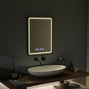 LED Touch Gerhard Mirror Defrition System, Clock and TEPELE 60x80 cm Čierny kefový rámec