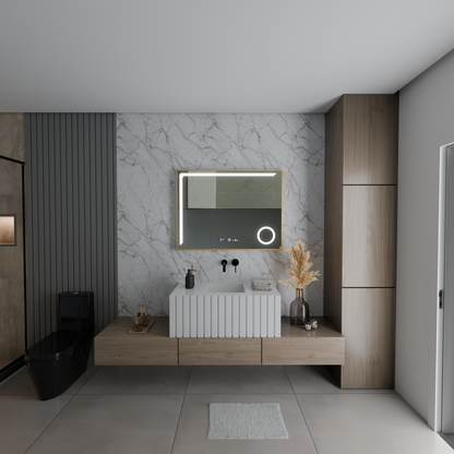 LED zrkadlové snímač Motionglow Francesca 80x60 cm studené svetlo/studené/neutrálne stlmiteľné systémy Zvyšovanie hodín Marcello Funghhi Zbierka