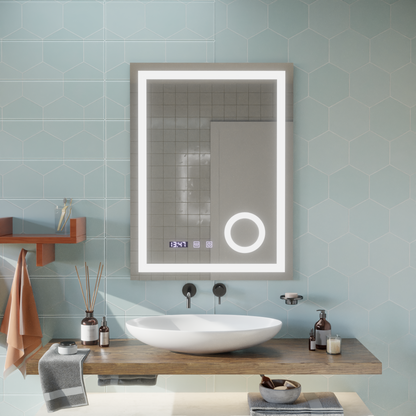 Zrkadlo LED Touch Manfred Defrition System, Clock and TEPELE 60x80 cm Kozmetické zväčšovanie