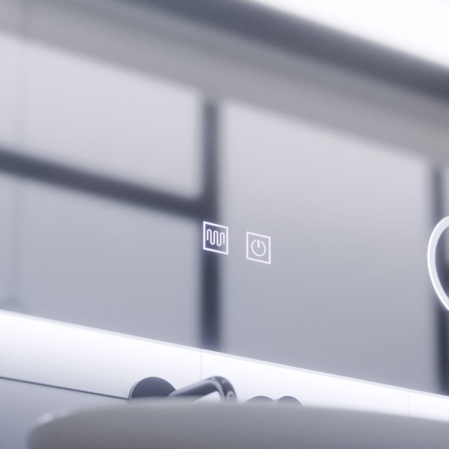 Obdĺžnikové LED zrkadlo, 80x60cm, Piano Touch, Demist System, Stmievateľné, Studené svetlo 6000K