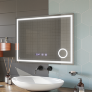 LED dotyk Gunter zrkadlové odmrazovanie systému, hodiny a teplota 80x60 cm kozmetické zväčšovanie