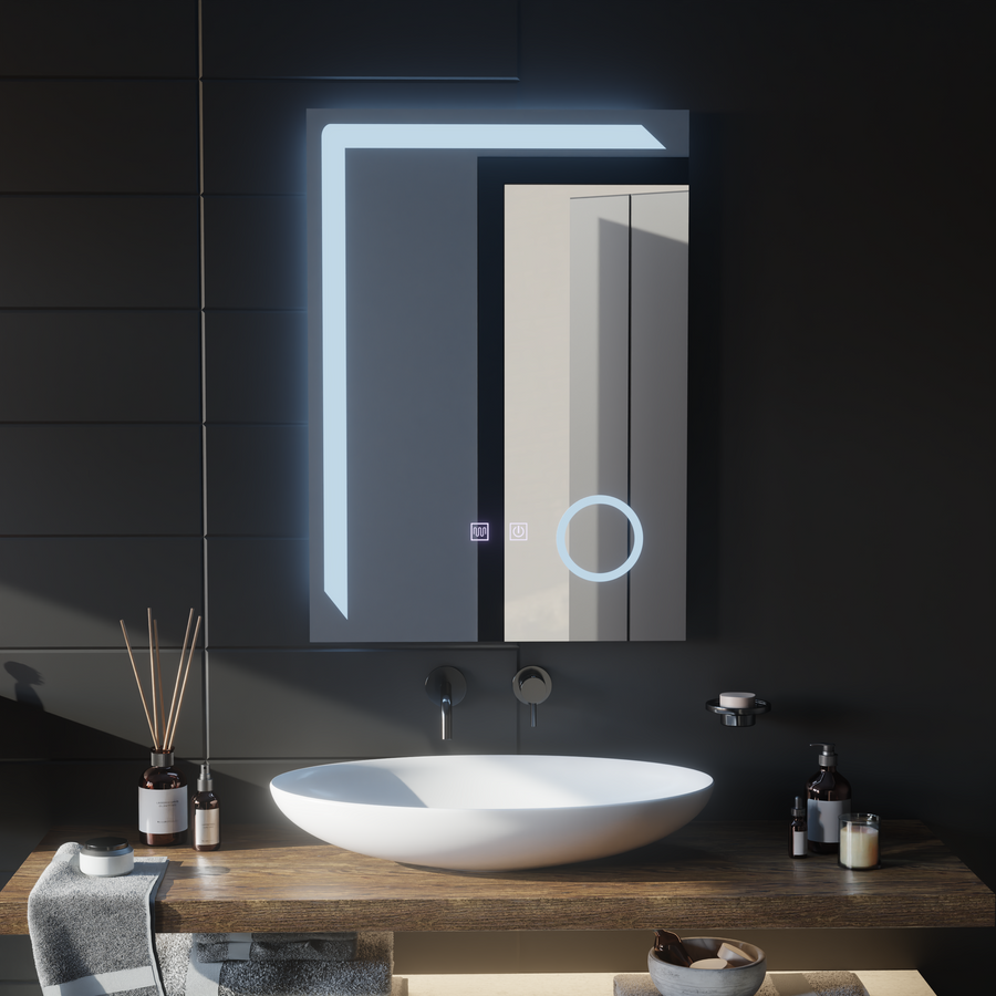 Zrkadlo LED Touch Manfred Defrition System, Clock and TEPELE 60x80 cm Kozmetické zväčšovanie