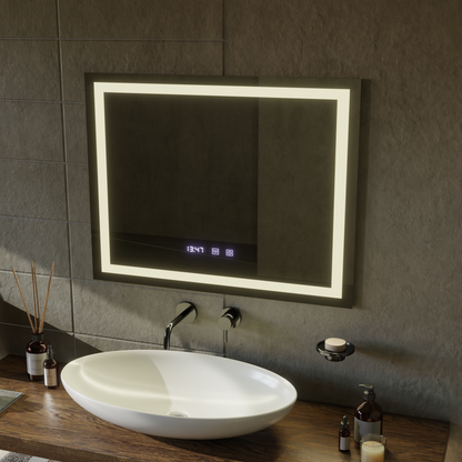 LED Touch Werner Mirror Defrition Systém, hodiny a teplota 80x60 cm