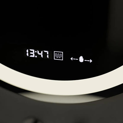 60 cm okrúhle LED zrkadlo Celeste Motionglow Marcello Smoteble Clock Defrition System