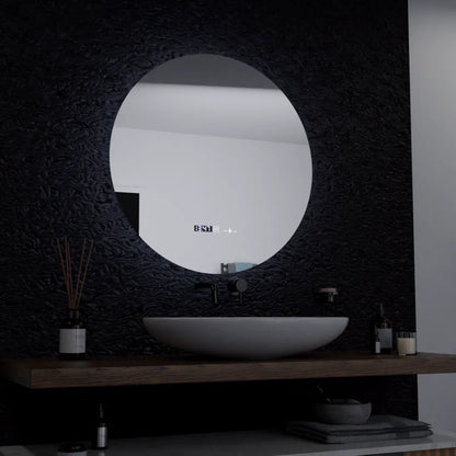 60 cm okrúhle LED zrkadlo serenit Motionglow MARCLELL SMEABLE CLOCKOVÝ SYSTÉM