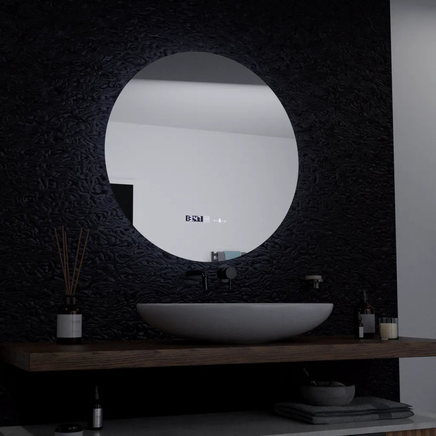 60 cm okrúhle LED zrkadlo serenit Motionglow MARCLELL SMEABLE CLOCKOVÝ SYSTÉM