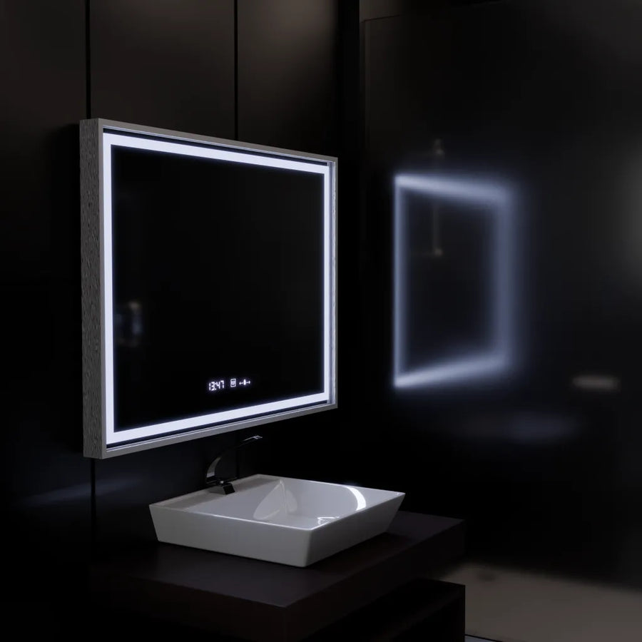 Zrkadlo LED obdĺžnikový 120x80cm Verite Imperial Silver Motion Glow Marcello Clock Defrition System a Smierble Therometer