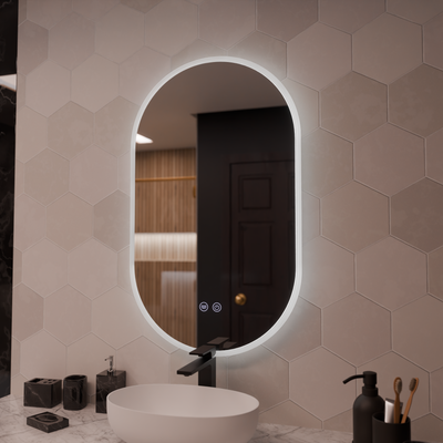 Oválne LED zrkadlo 50x80cm Llexort Touch Deframe Smoteble System