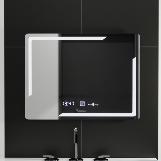 Zrkadlové obdĺžnikové obdĺžnikové 80x60cm Rayonment Motionglow Marcelow System Petrít v systéme a teplomer Daim