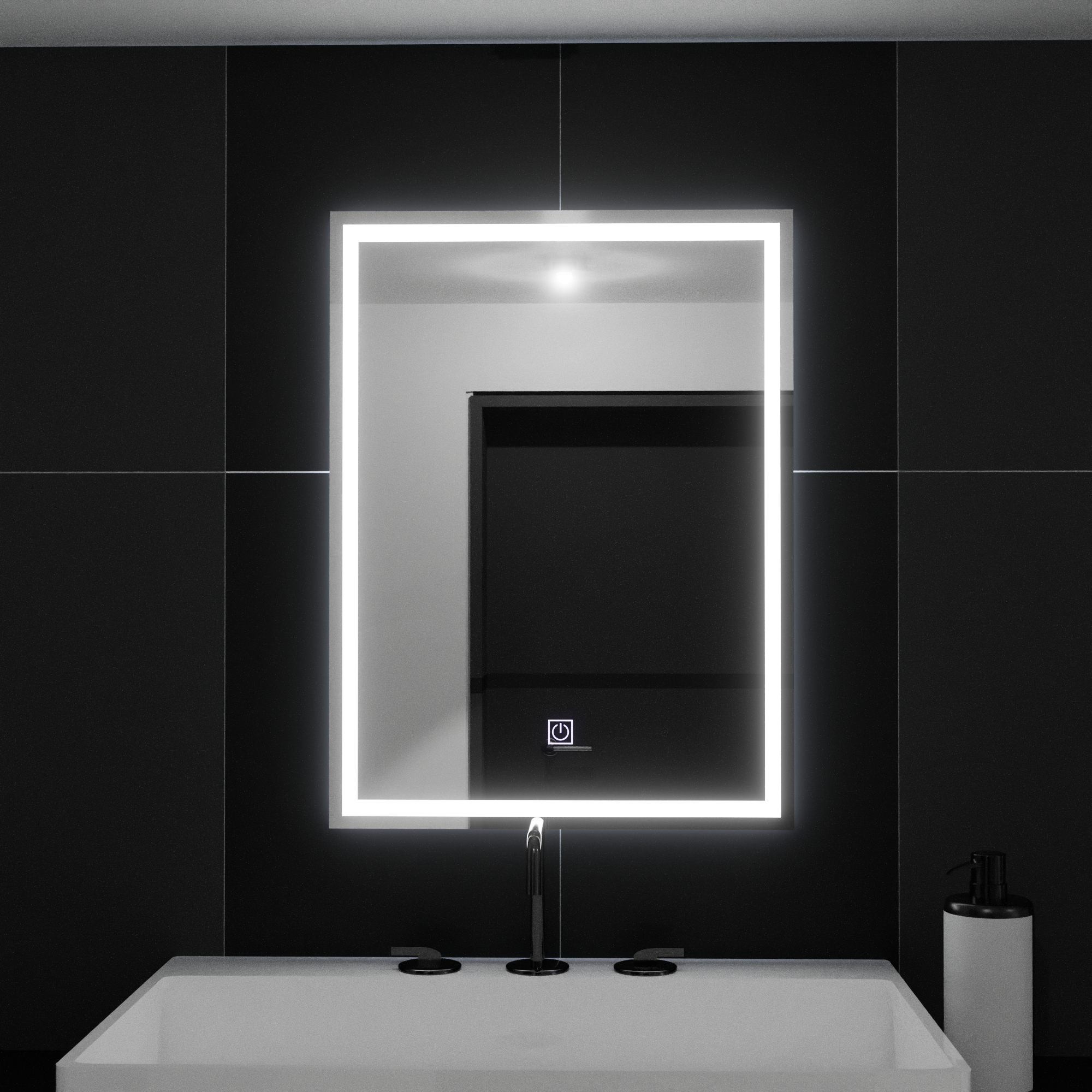 Obdĺžnikové LED zrkadlo 60x80cm rámový základný dotyk