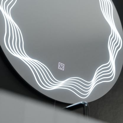 Zrkadlové okrúhle LED 60 cm flusso dotknuté systém defriácie