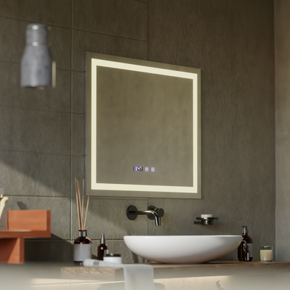 LED Touch Werner Mirror Defrition Systém, hodiny a teplota 80x60 cm