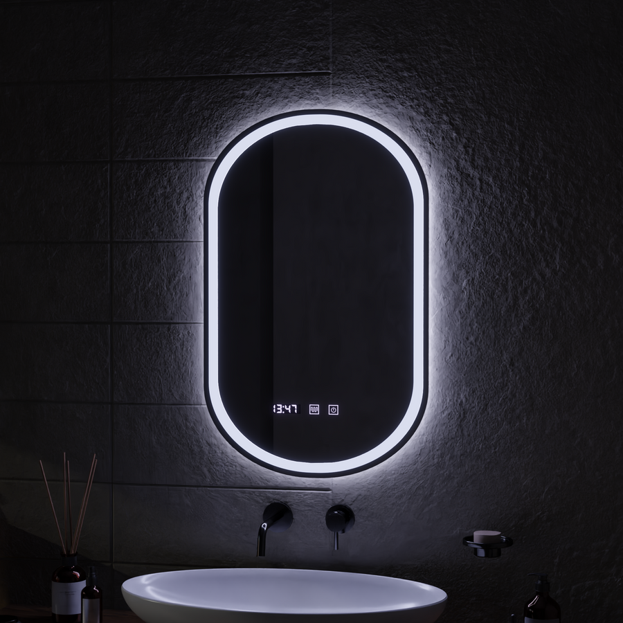 LED dotyk Wilhelm Mirror Defrition System, Clock and TEPELE 50X80 CM