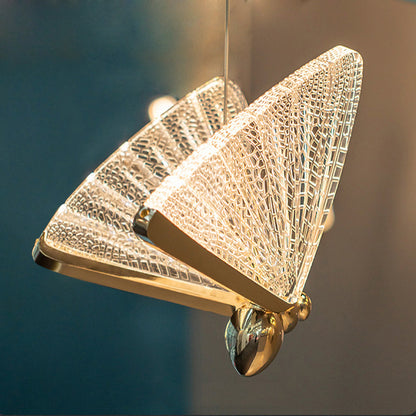 Lustra zavesená LED Acril Valentina s diaľkovým ovládaním, DAVABLE, 3000K/4000K/6000K, zlato, kov a akryl