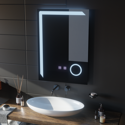 Zrkadlo LED Touch Manfred Defrition System, Clock and TEPELE 60x80 cm Kozmetické zväčšovanie