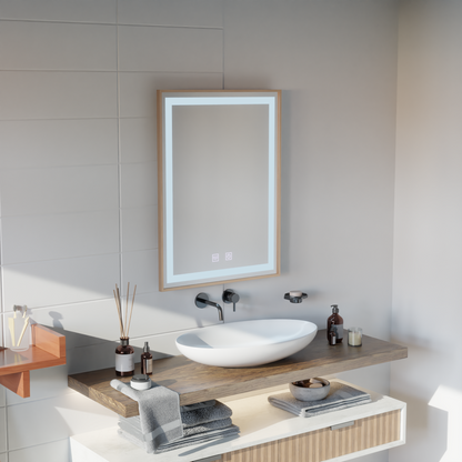 LED Touch Kariri Mirror, 60x80 cm, funkcia odmrazovania, rám s brúsenými ružami