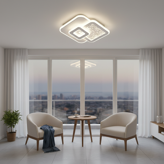 KOMPACTO 56W LED luster, 3 štvorce, studené/teplé/neutrálne svetlo, biely