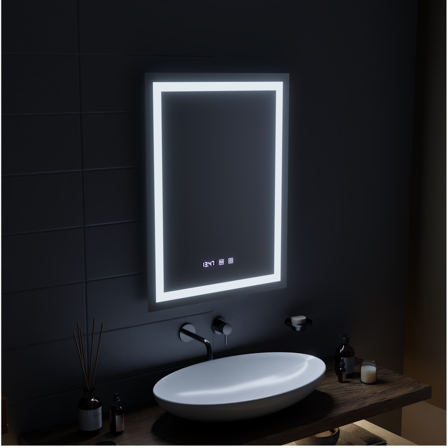LED Touch Gustav Mirror Defrition Systém, hodiny a teplota 60x80 cm