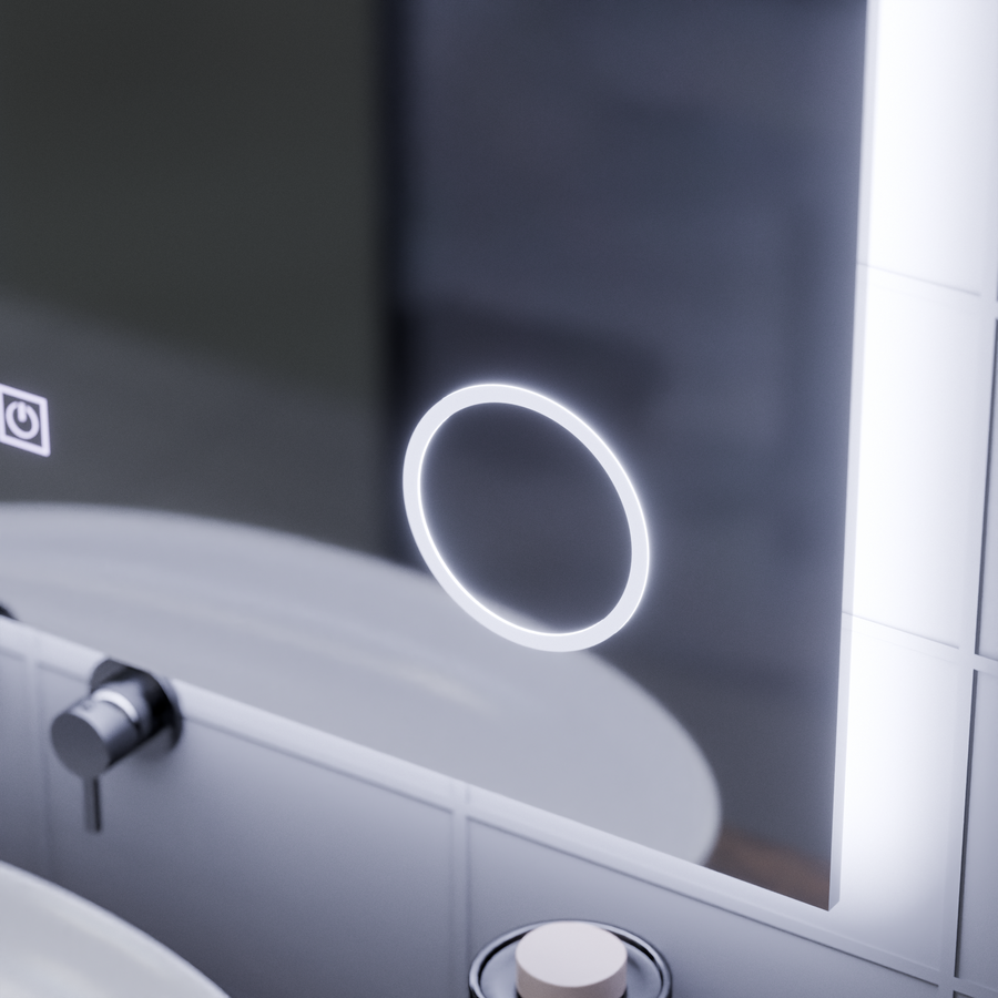 Obdĺžnikové LED zrkadlo, 80x60cm, Piano Touch, Demist System, Stmievateľné, Studené svetlo 6000K