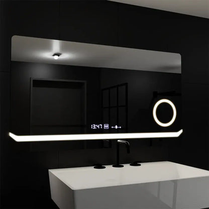 Zrkadlo LED obdĺžnikový 80x60cm Definícia Motionglow Marcello Demontačné hodinové odmrazovanie systému