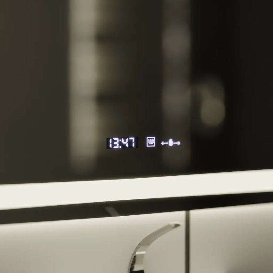 Obdĺžnikové LED zrkadlo 100x75cm Verite Motionglow MARCLELL SMEABLE CLOCK SYSTÉM